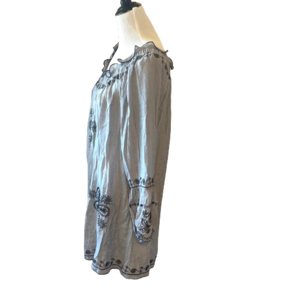 Easley Grey Embroidered Long Sleeve Dress, NWT - Picture 10 of 11